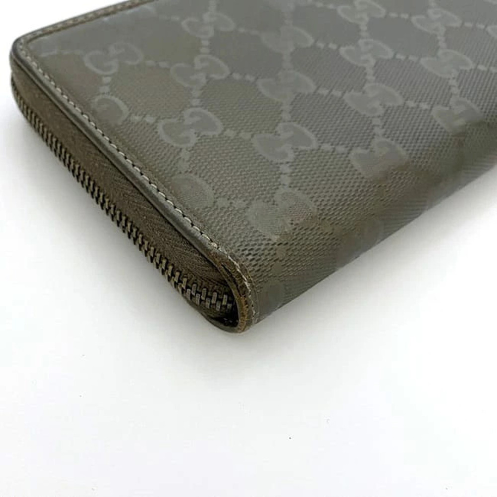 Gucci Round Zipper Long Wallet Metallic Gold Imprime Leather GG Charm - Picture 4 of 9
